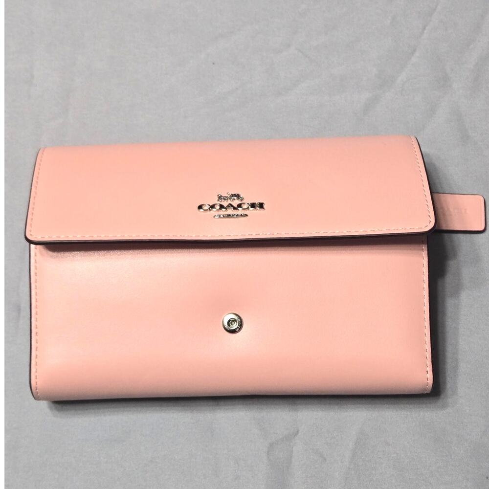 Coach Foldover Belt Bag Crossbody Smooth Leather Shell Pink